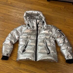 SAM. Silver Puffer Jacket with Hood